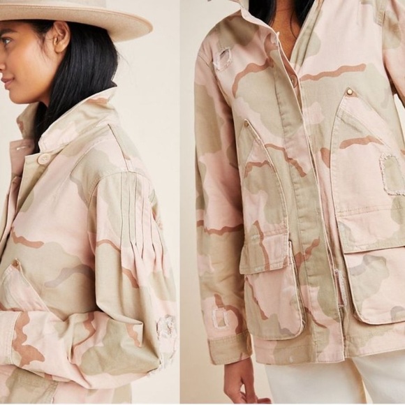 Anthropologie Lida Utility Jacket Camo Pink LP - Picture 2 of 9
